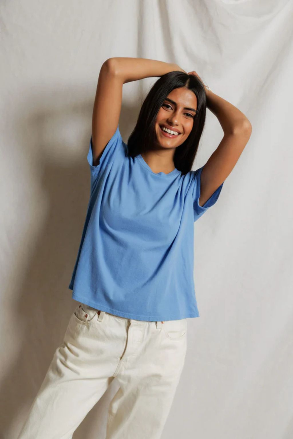 Perfect White Tee - Harley - Pacific Blue