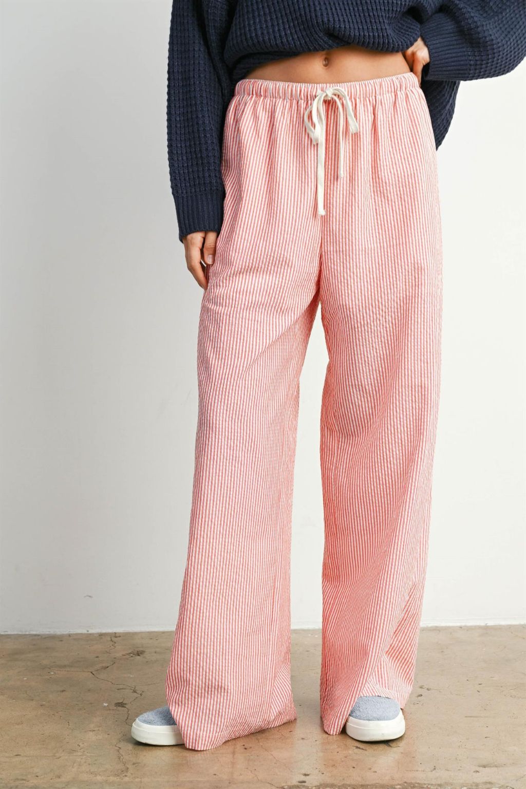 Road G - Drawstring Waist Striped Pants