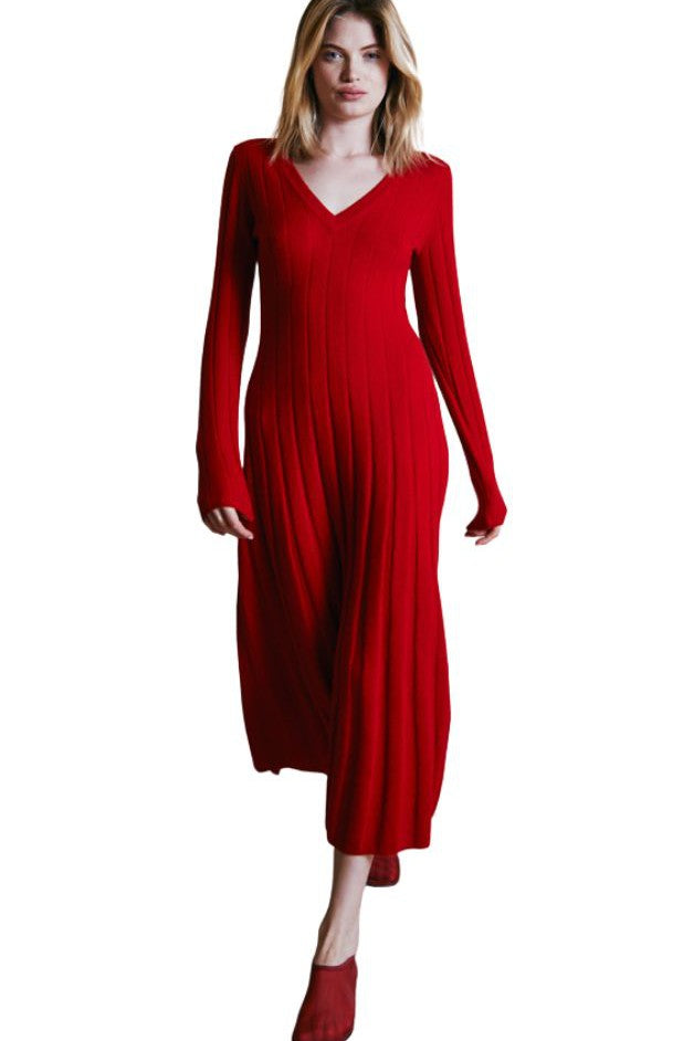 Autumn Cashmere - V-Neck Ribbed Cashmere Dress