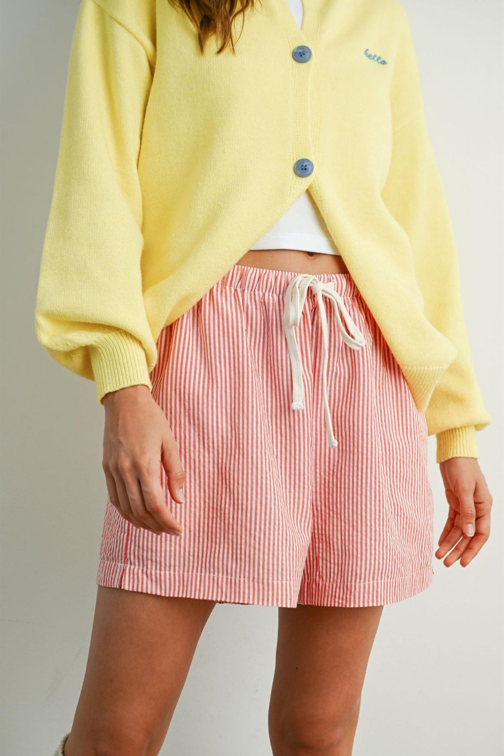 Road G - Casual Striped Drawstring Shorts