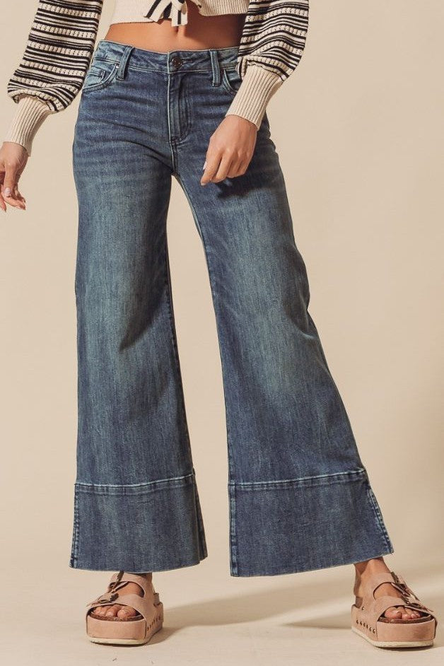 Olive and Bette's - Wide Leg Flare Denim With Side Slits