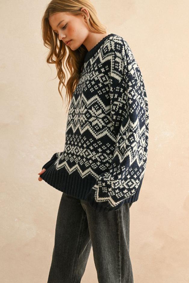 Road G - Snowflake Sweater - Navy