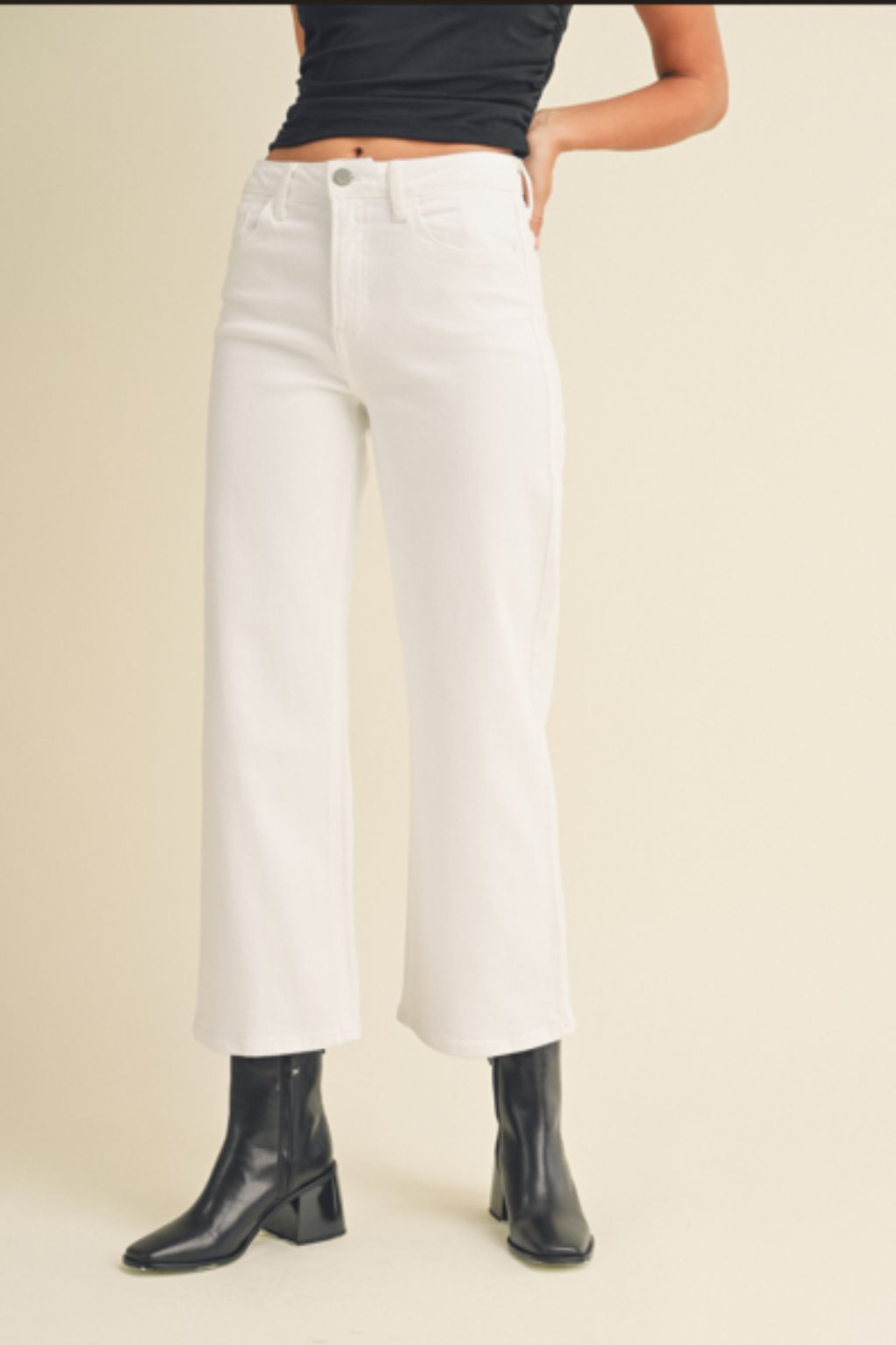 Just Black Denim - High Rise Wide Leg - Optic White