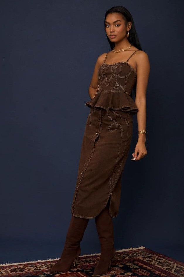 Love the Label - Apolline Midi Skirt - Espresso