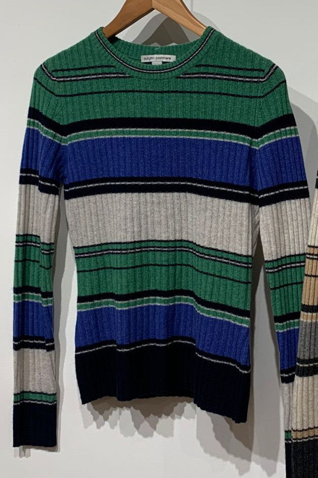 Autumn Cashmere - Striped Ribbed Crew