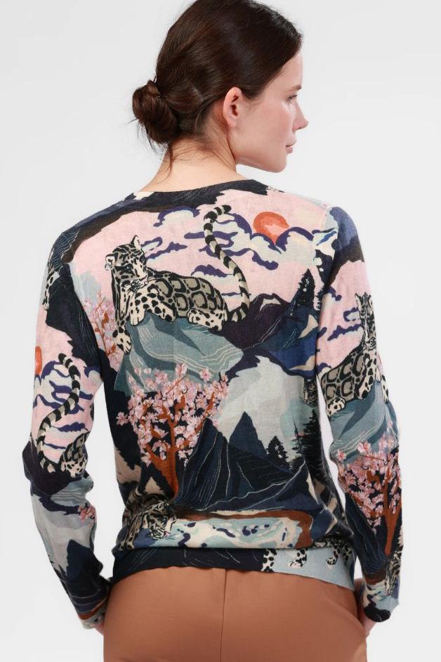 Las Surenas - Sweater Cashmere Snow Leopard - Blue