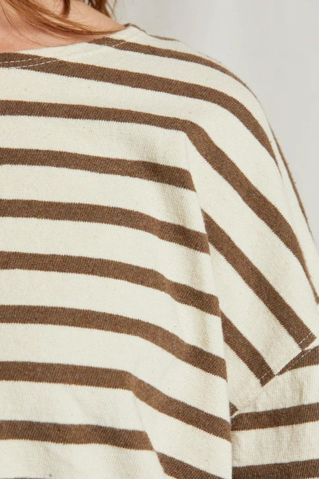 Perfect White Tee - Taylor Cotton Striped Tee - Walnut Stripe