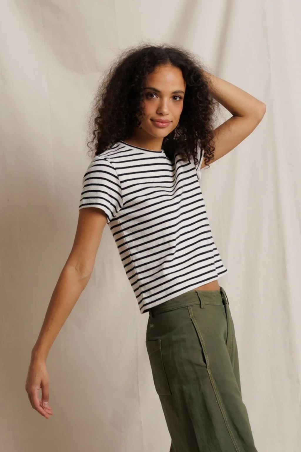 Perfect White Tee - Carter S/S Striped Tee