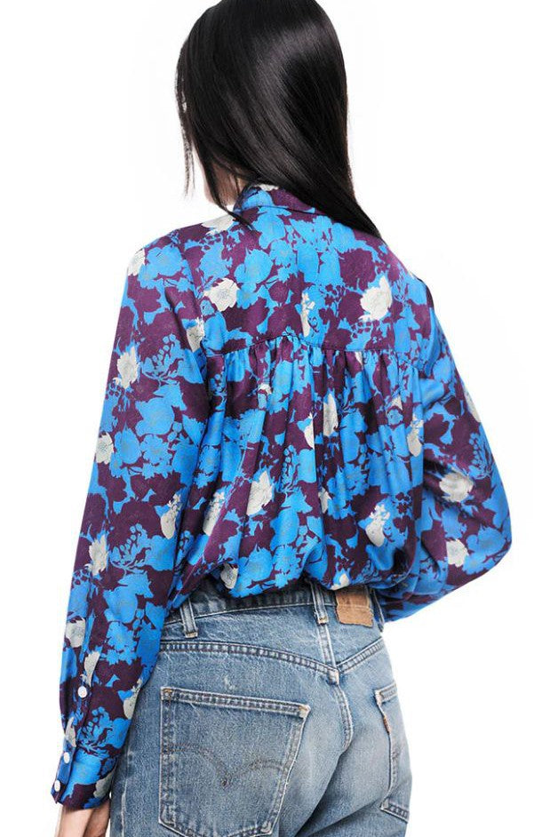 Smythe - Classic Shirred Blouse - Lapis Floral