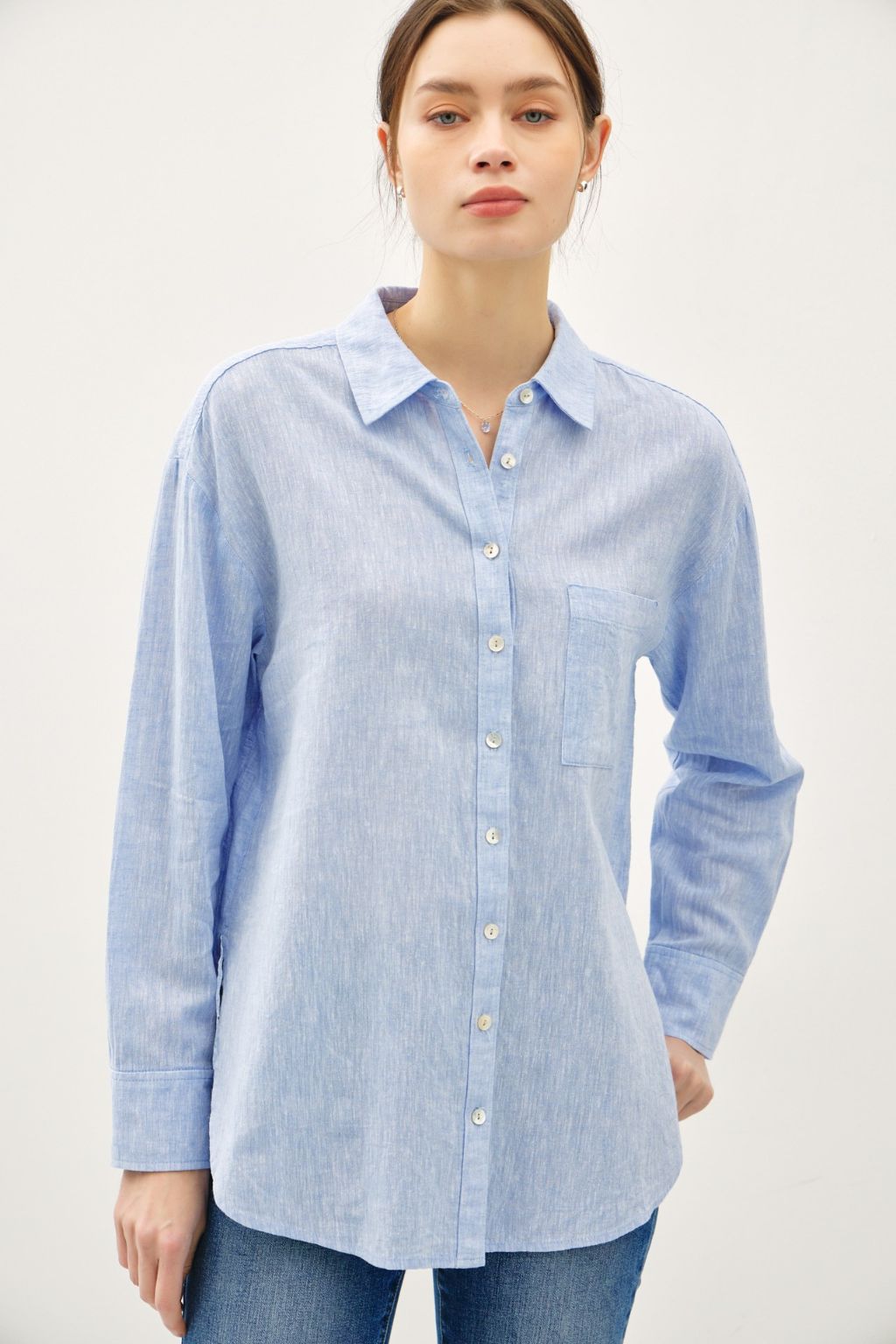 Road G - Long Sleeve Linen Button Front Shirt