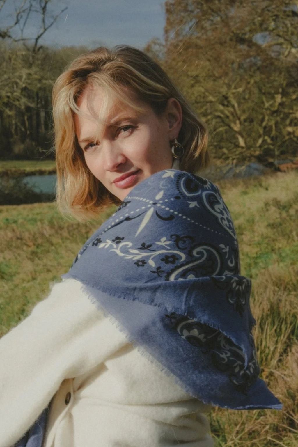 Maison Lecomte Flament - Blue Granite Bandana Scarf