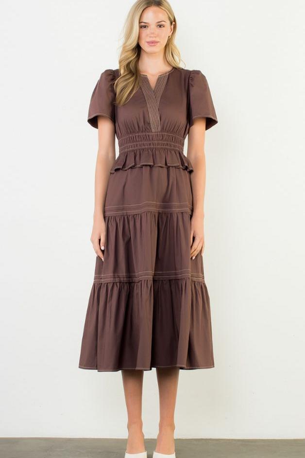 Olive and Bette's - Puff Sleeve Tiered Maxi Dress