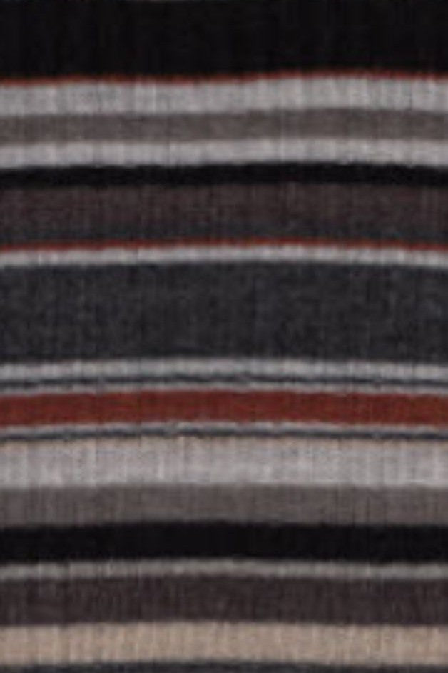 Autumn Cashmere - Striped Rib Crew W/ Ruffle Edge - Neutral