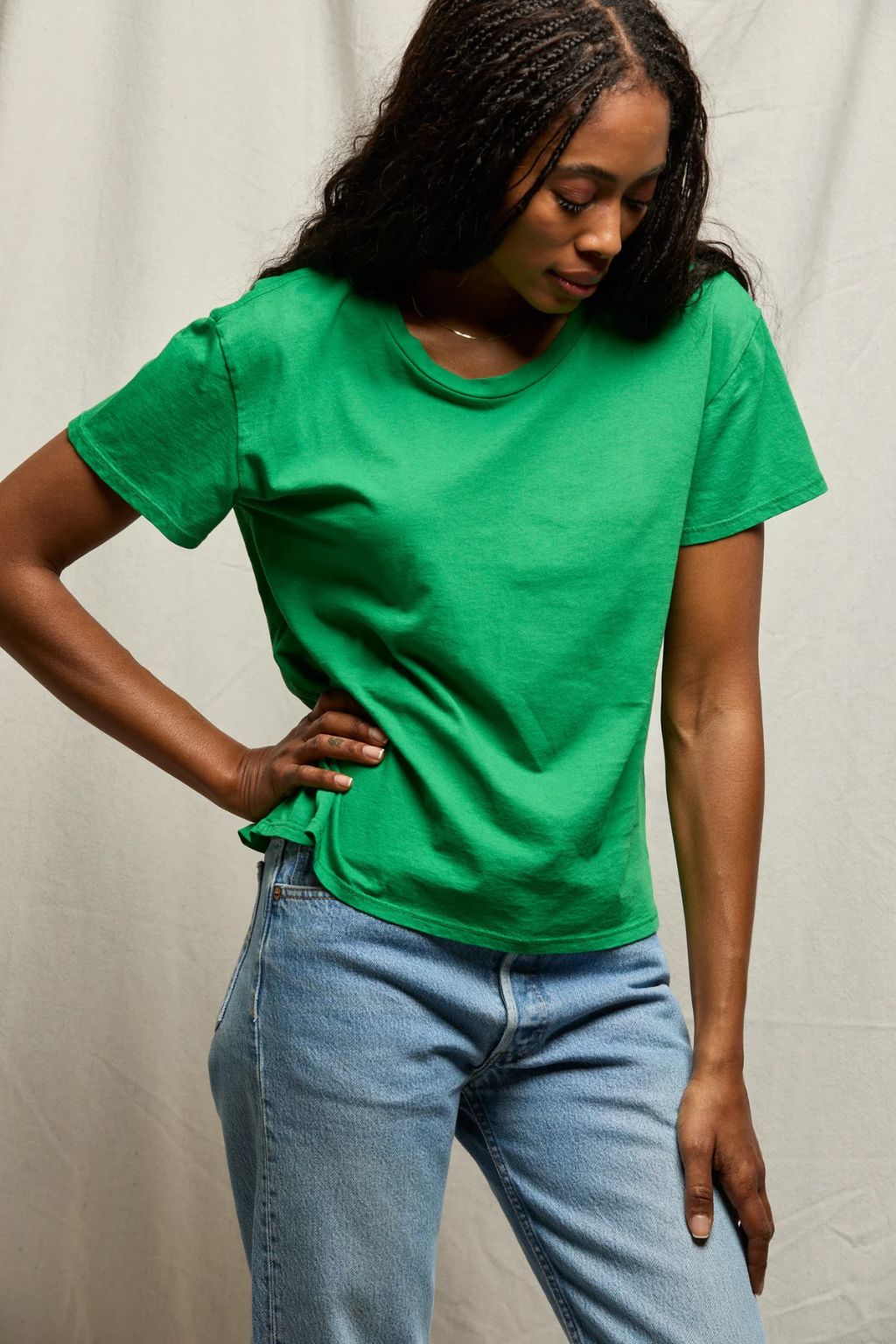 PerfectWhiteTee - Harley Cotton Boxy Crew Tee - Grass