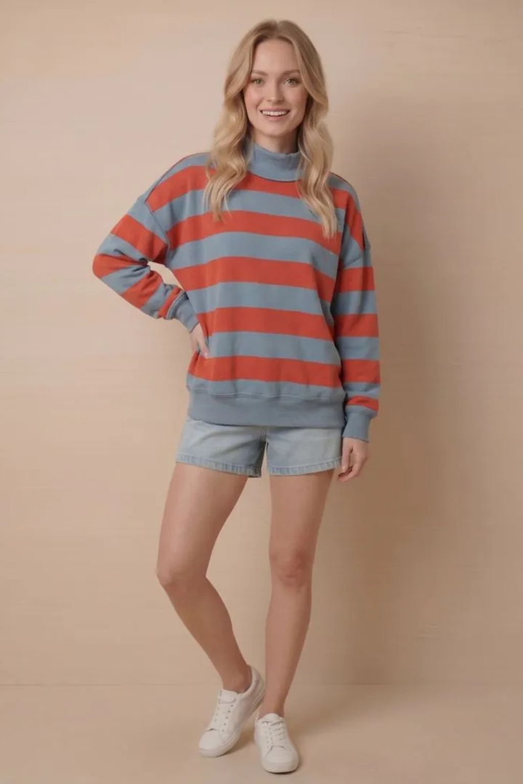 Road G - Rugby Striped Sweatshirt - Red/Blue