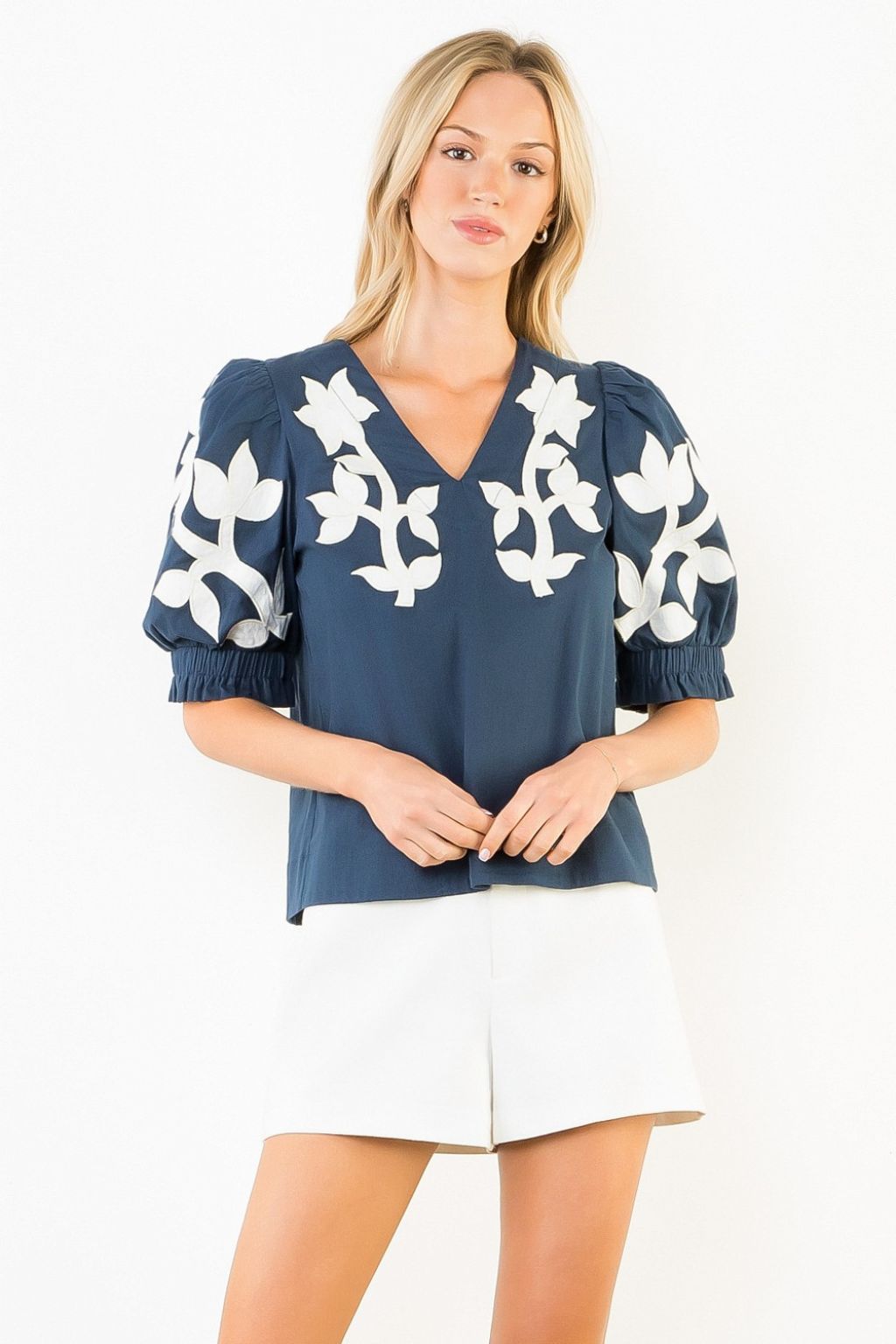 Olive and Bette's - Embroidered Puff Sleeve Top
