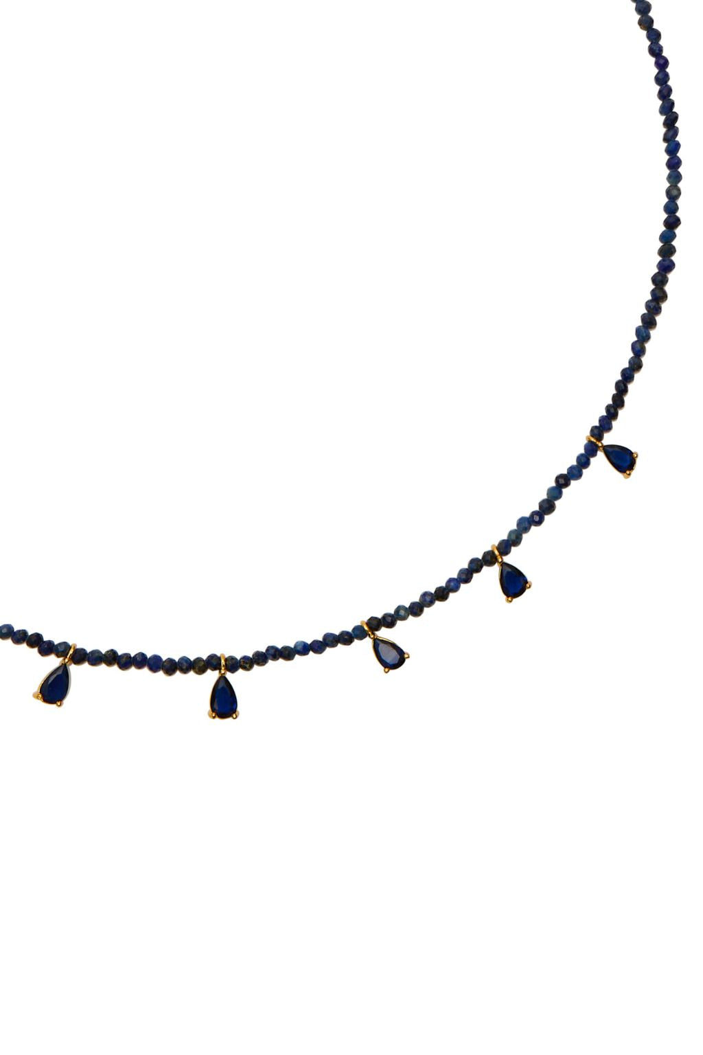 Talis Chains - Beaded Necklace with CZ Stones - Lapis/Navy