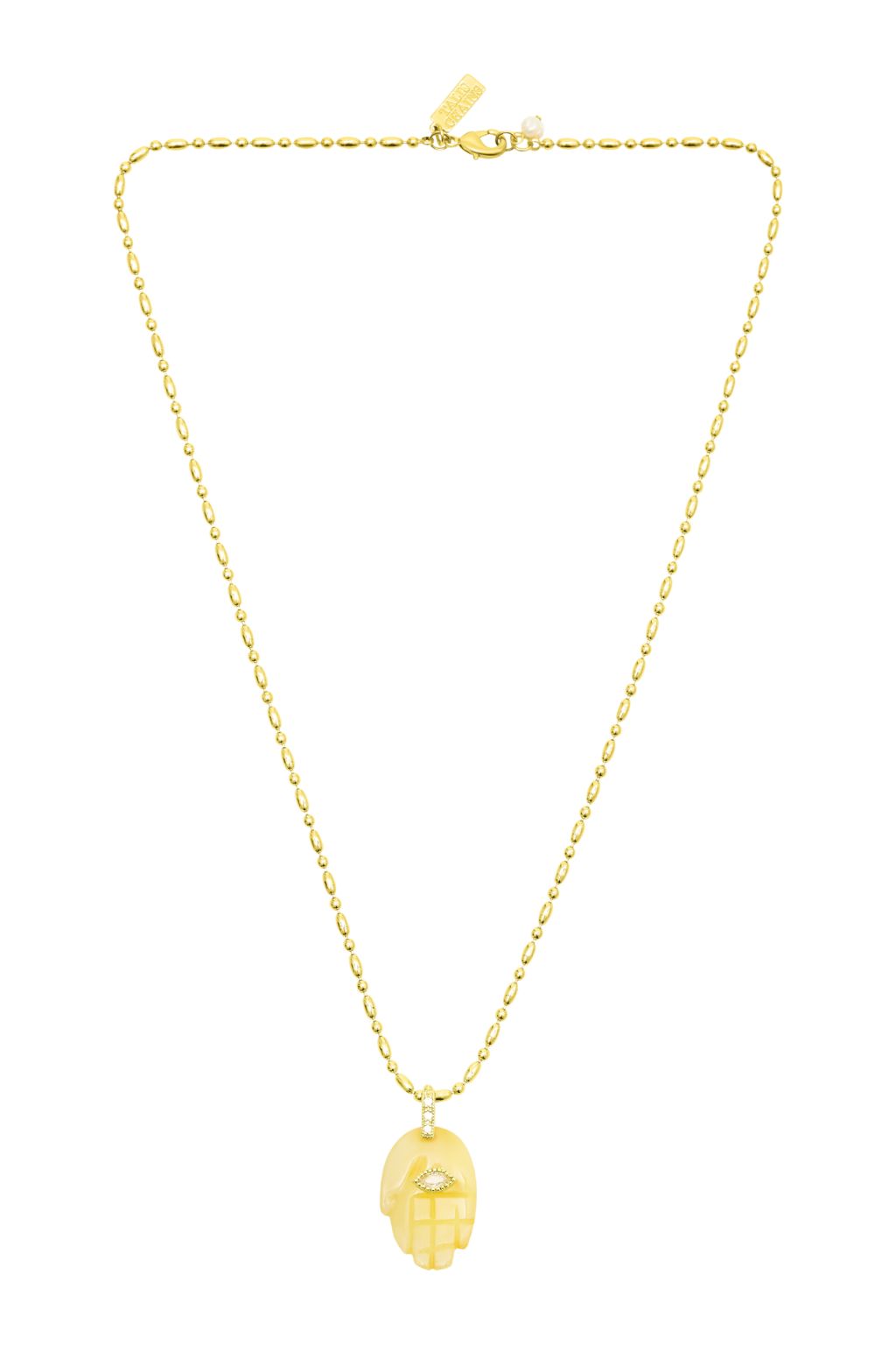 Talis Chains - Hamsa Pendant Necklace - Yellow Jade