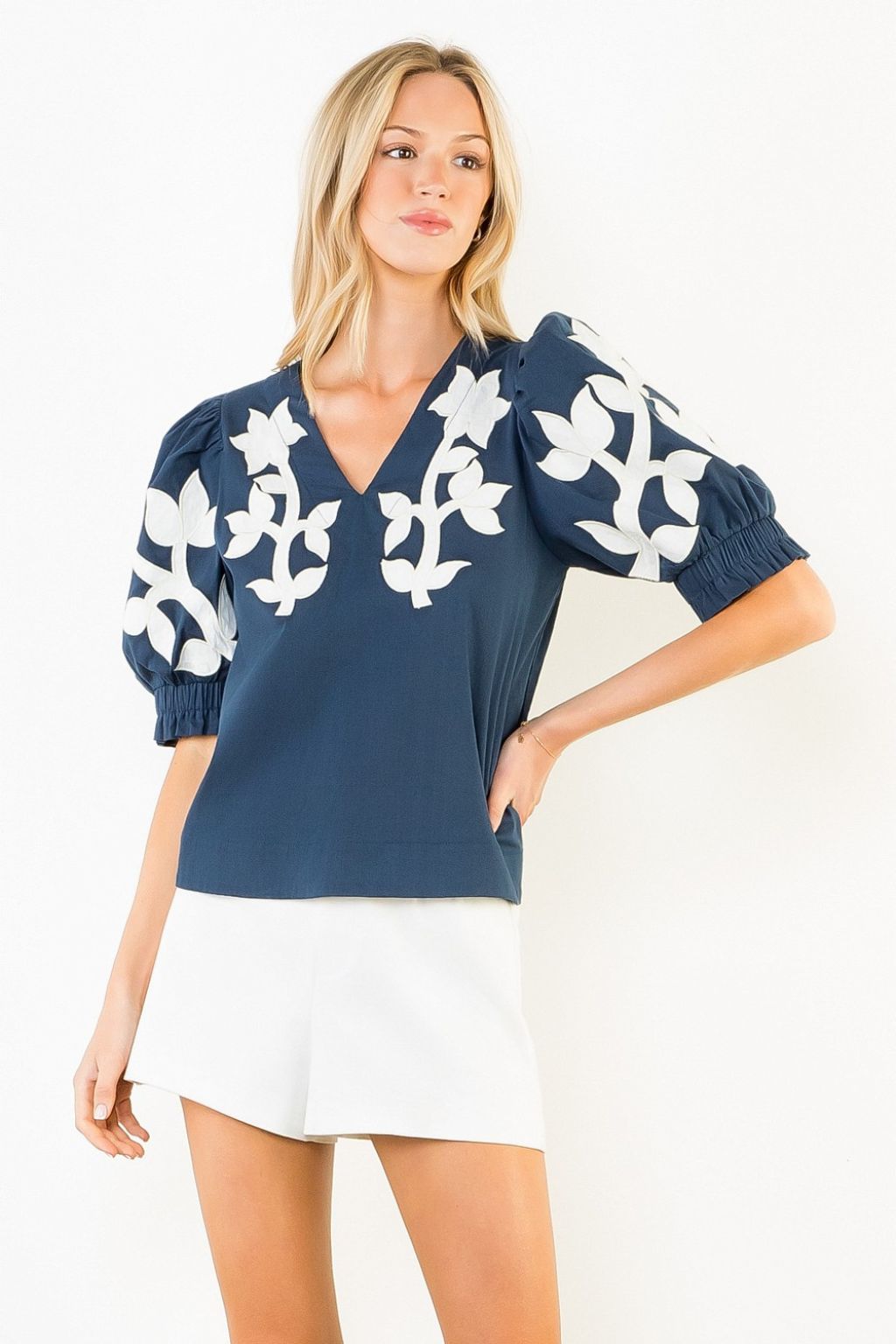 Olive and Bette's - Embroidered Puff Sleeve Top
