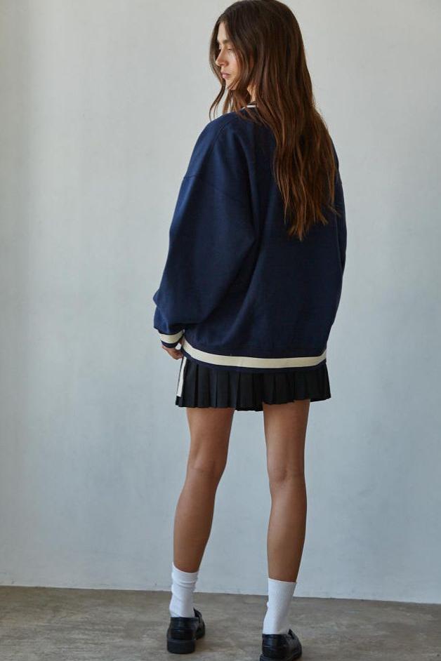 Road G - Stripe Hype Oversized Pullover - Navy