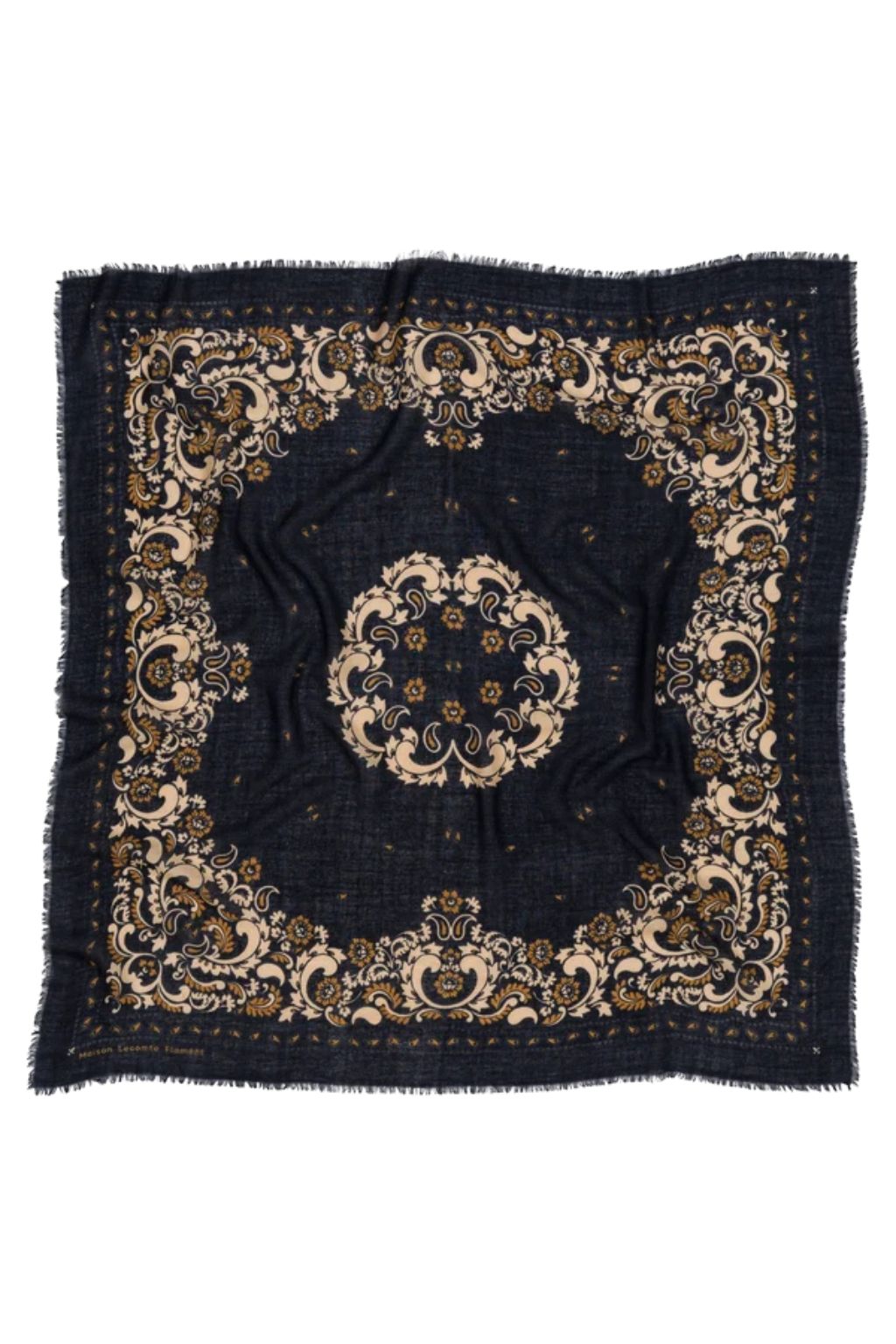 Maison Lecomte Flament - Navy Flowers Bandana Scarf