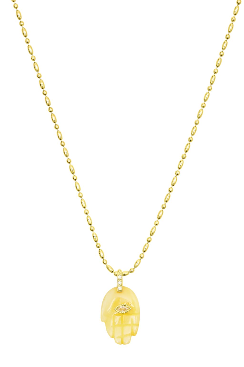 Talis Chains - Hamsa Pendant Necklace - Yellow Jade