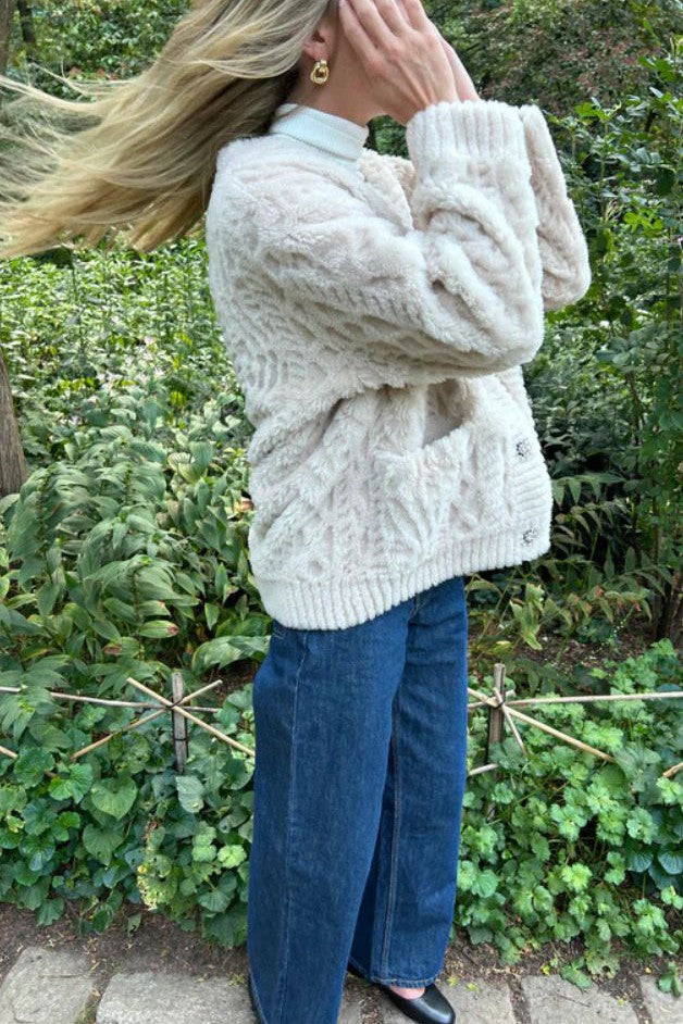 Jocelyn - Cortina Sherpa Cardigan with Jewel Buttons