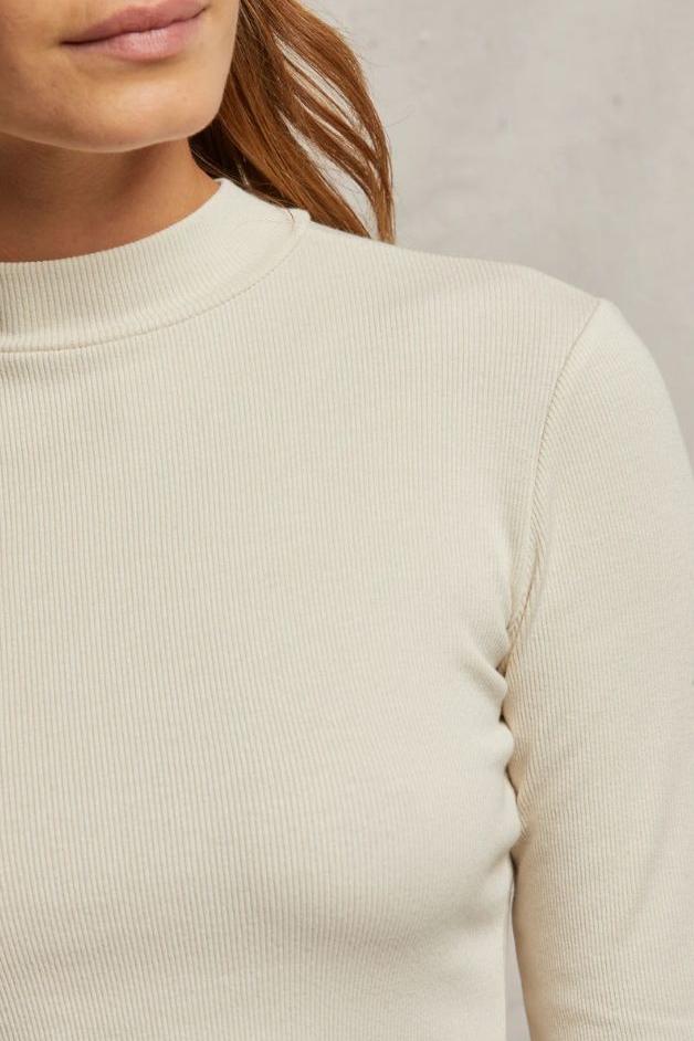 Perfect White Tee - Lauryn Mock Neck Long Sleeve Tee