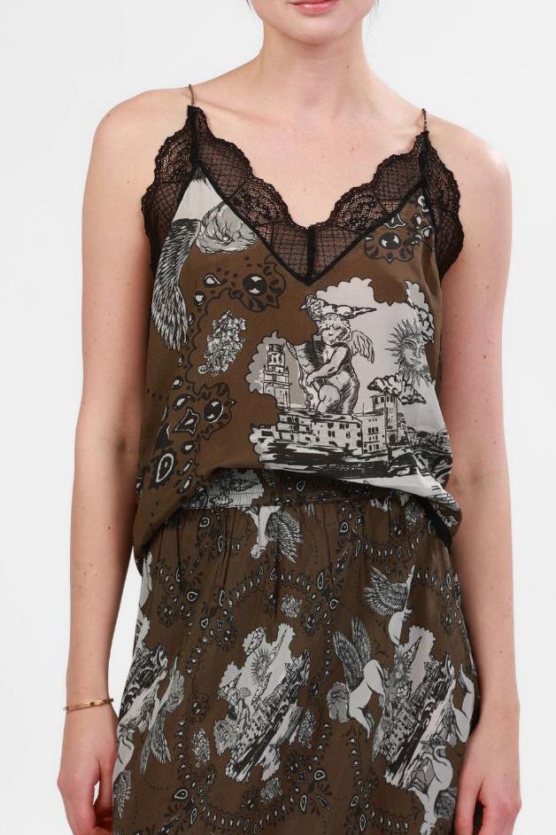 Las Surenas - Silk Top - Italian Coast Green