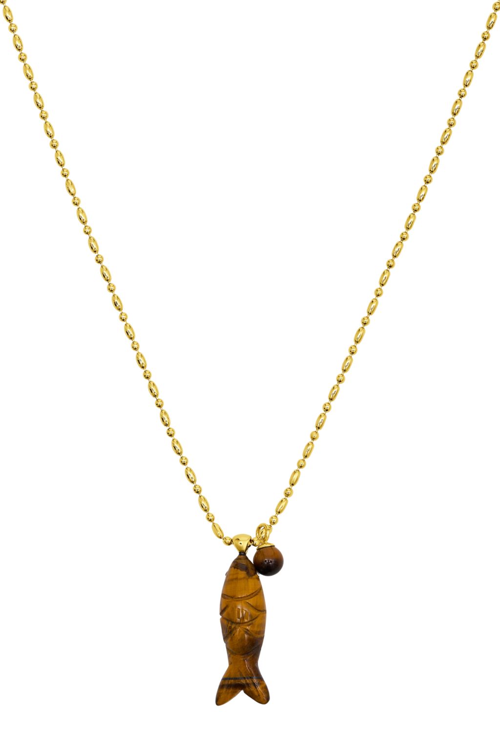 Talis Chains - Happy Fish Pendant Necjlace - Tiger's Eye