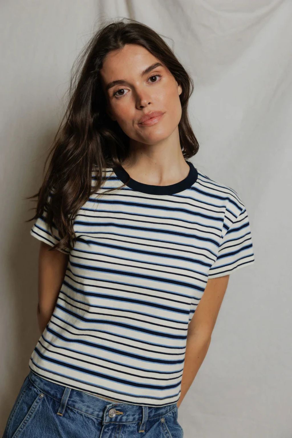 Perfect White Tee - Dawn Stripe Tee