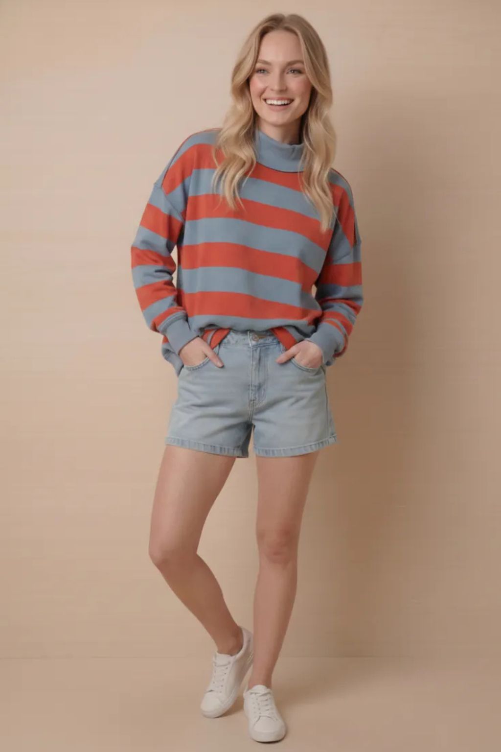 Road G - Rugby Striped Sweatshirt - Red/Blue