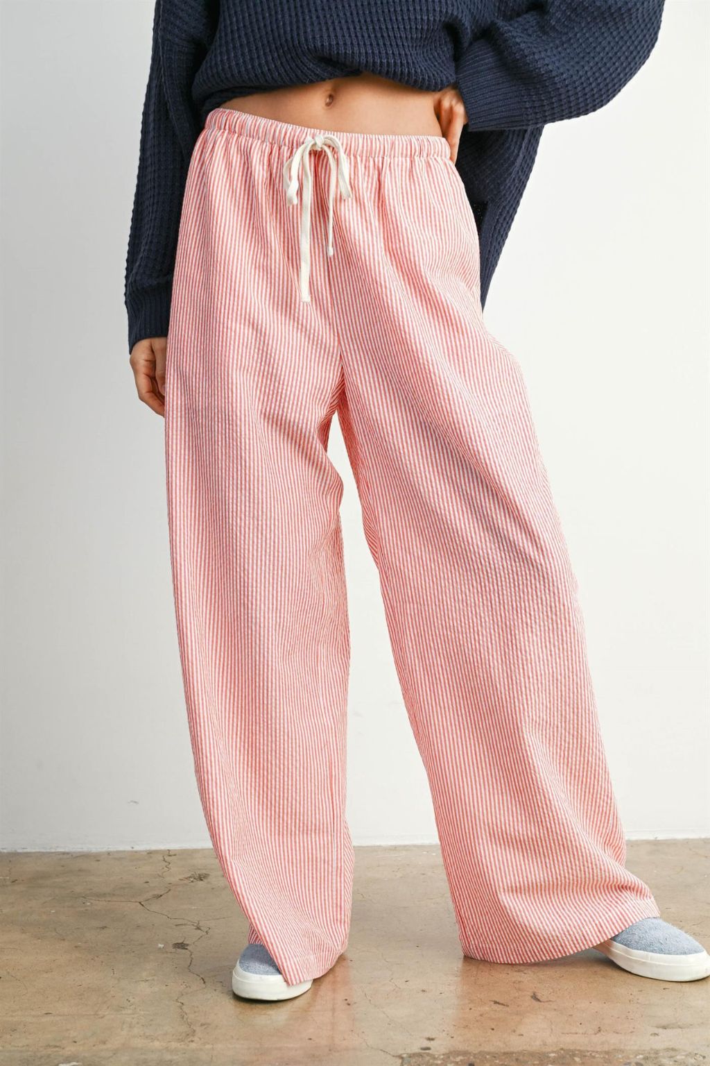 Road G - Drawstring Waist Striped Pants