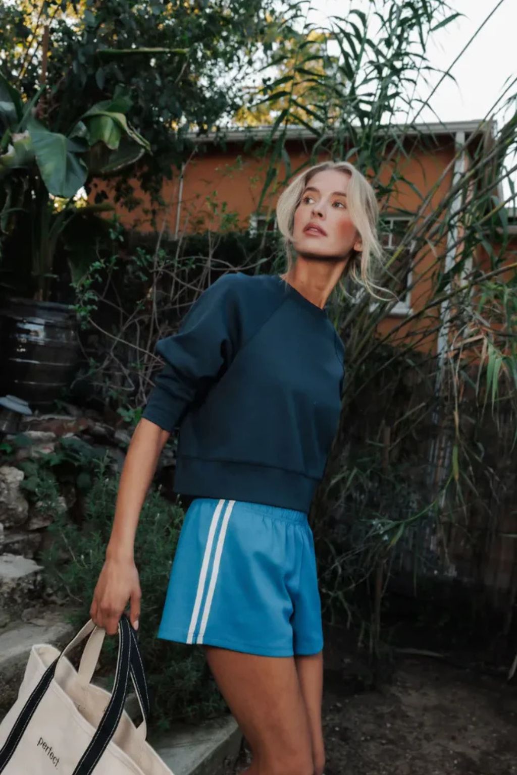 PerfectWhiteTee - Mikayla Stripe Short - Cobalt/White