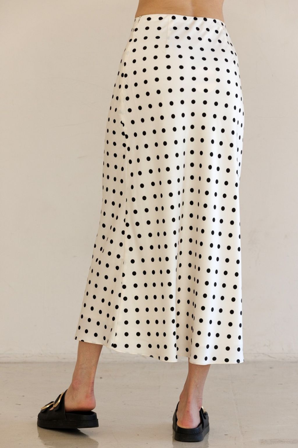 Olive and Bette's - Polka Dot Satin Midi Skirt
