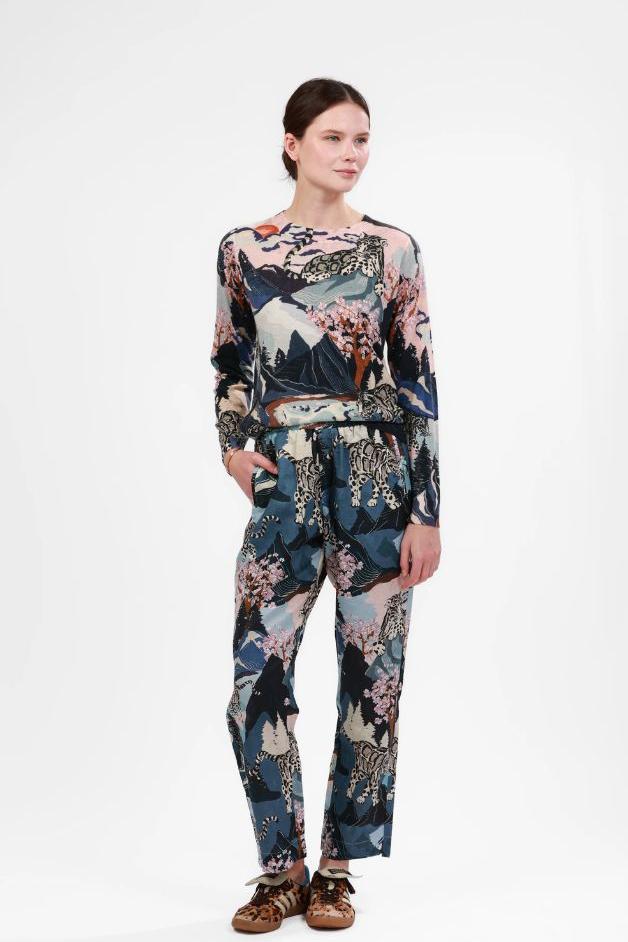 Las Surenas - Sweater Cashmere Snow Leopard - Blue