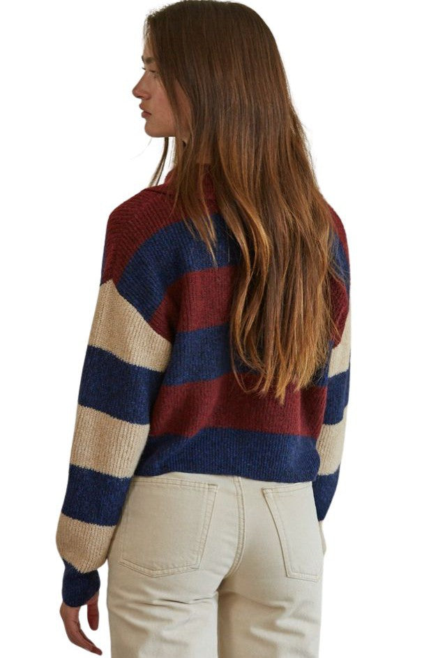 Olive and Bette's - Dani Pullover Sweater - Burgundy/Navy