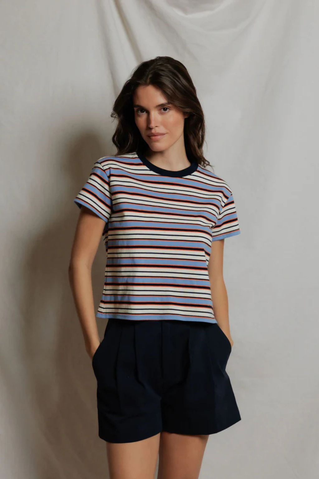 Perfect White Tee - Dawn Stripe Tee