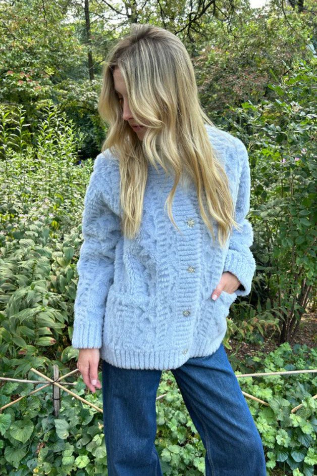 Jocelyn - Cortina Sherpa Cardigan with Jewel Buttons