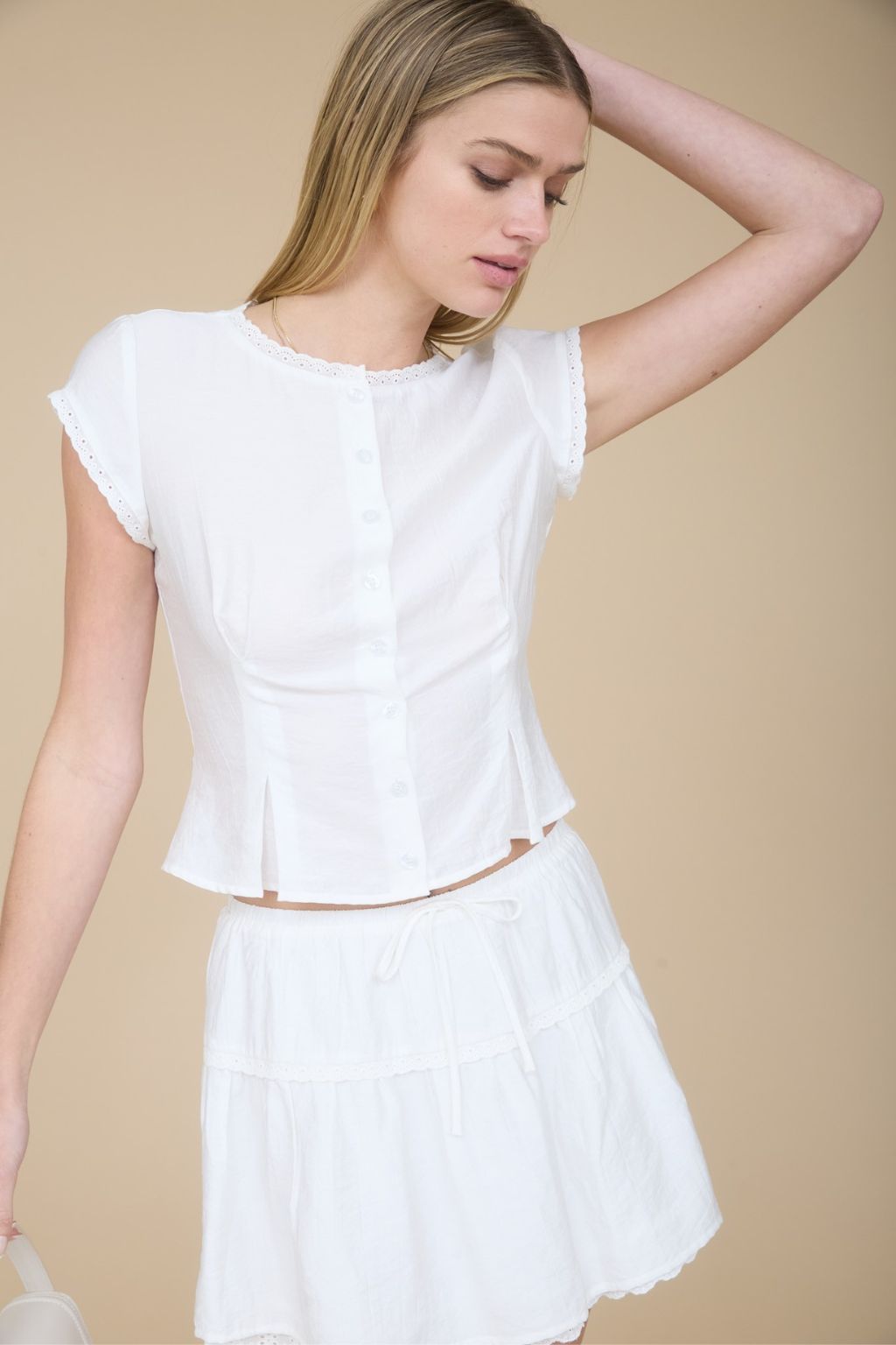 Road G - Lace Trim Pintuck Blouse