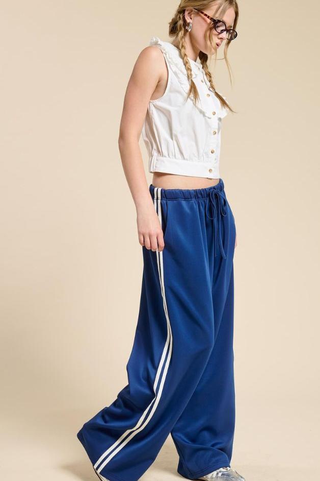 Olive and Bette's - Side Striped Wide Leg Track Pants