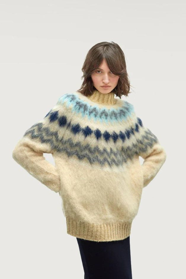 TRAMA - Andean  Mock Neck Sweater