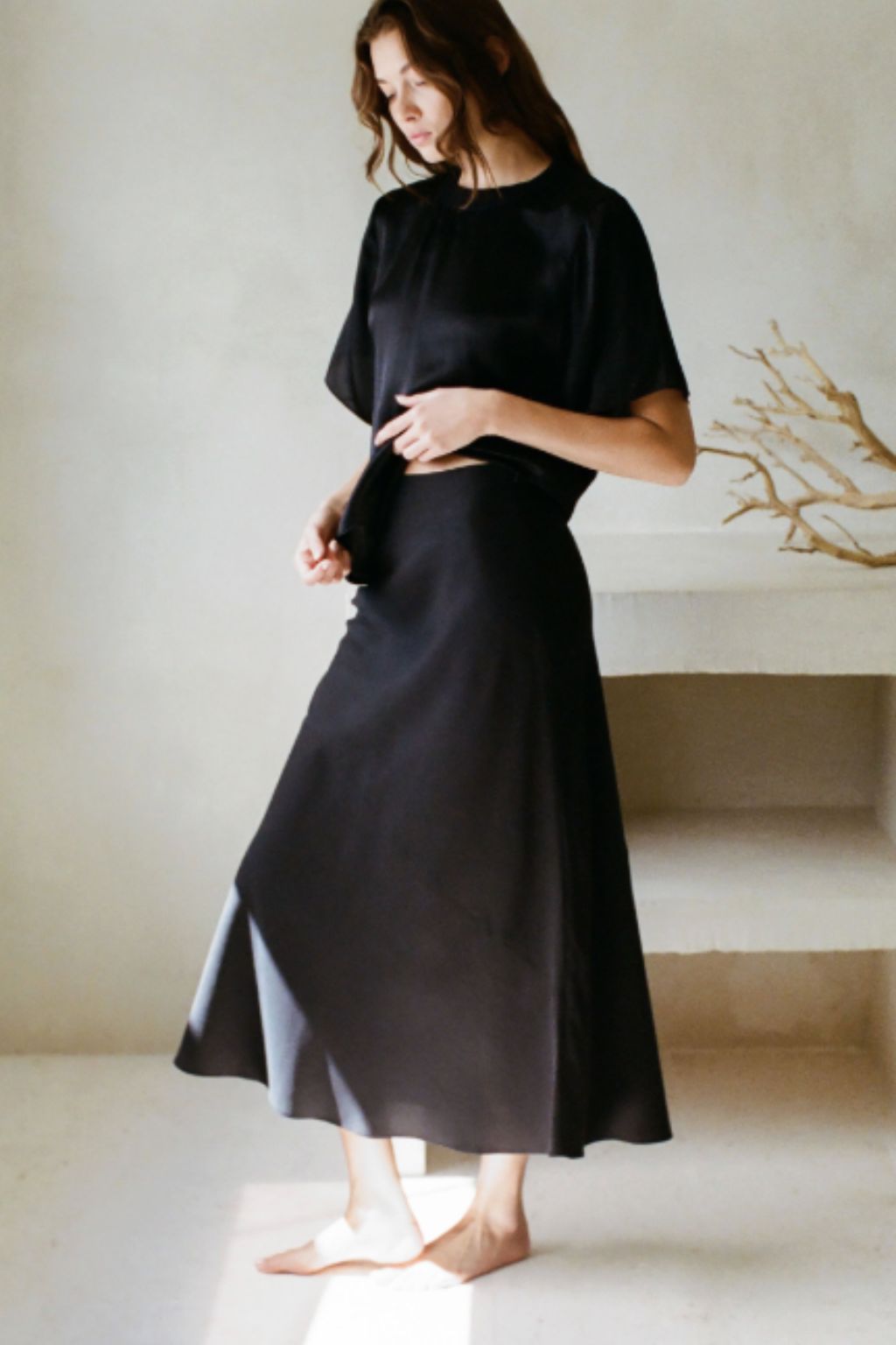 Road G - Roxane Pieced Bias Maxi Skirt - Black