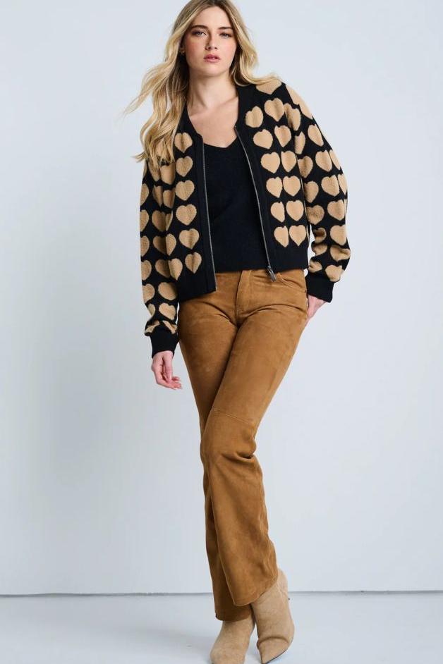 Lisa Todd - All Heart Zip Up Bomber - Black/Camel