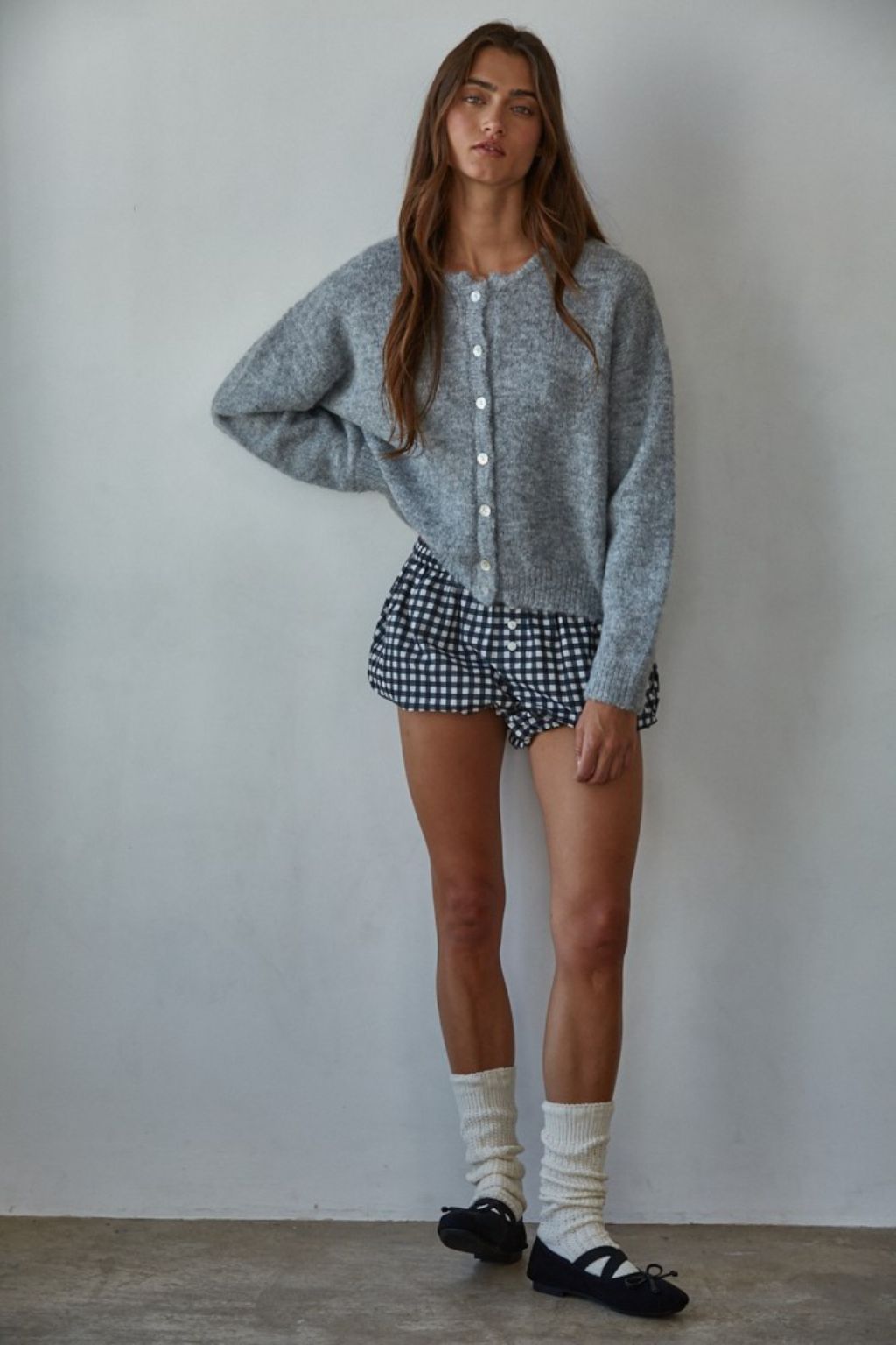 Road G - Boxy Bow Cardigan - Gray