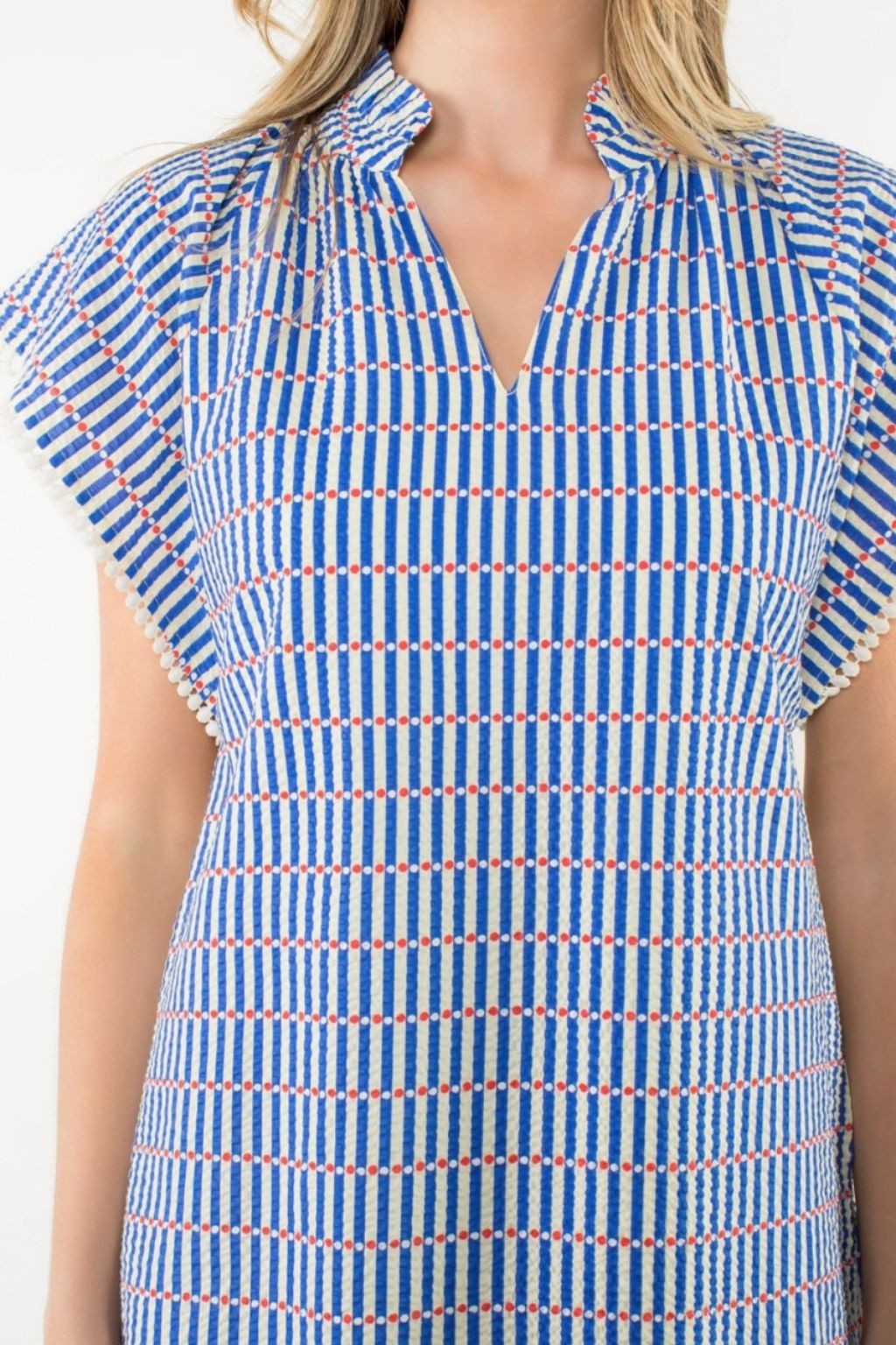 Olive and Bette's - Crinkled Flutter Sleeve Striped Dress