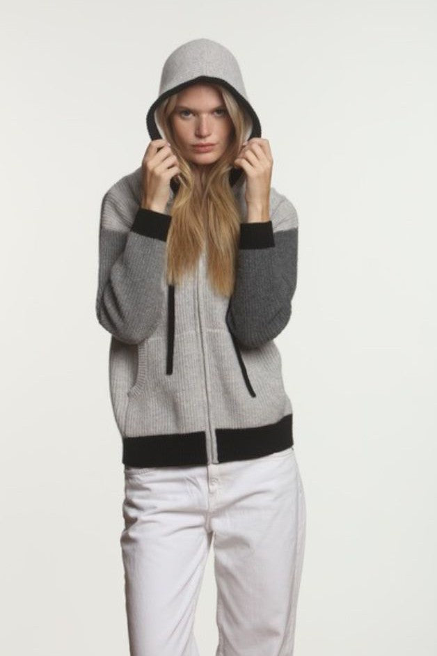 Hasson - Full Zip Colorblock Hoodie