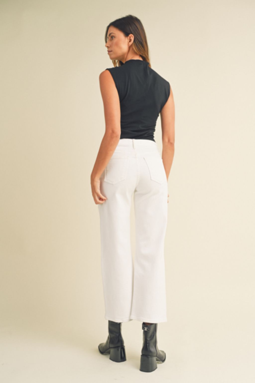Just Black Denim - High Rise Wide Leg - Optic White