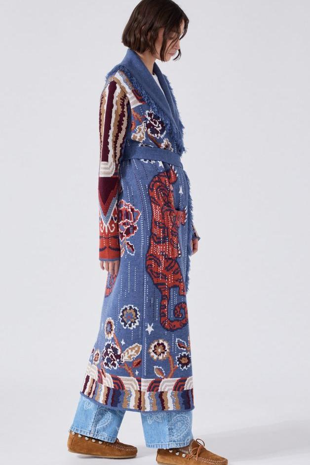 Hayley Menzies - Mick Jacquard Coat - Tiger Navy