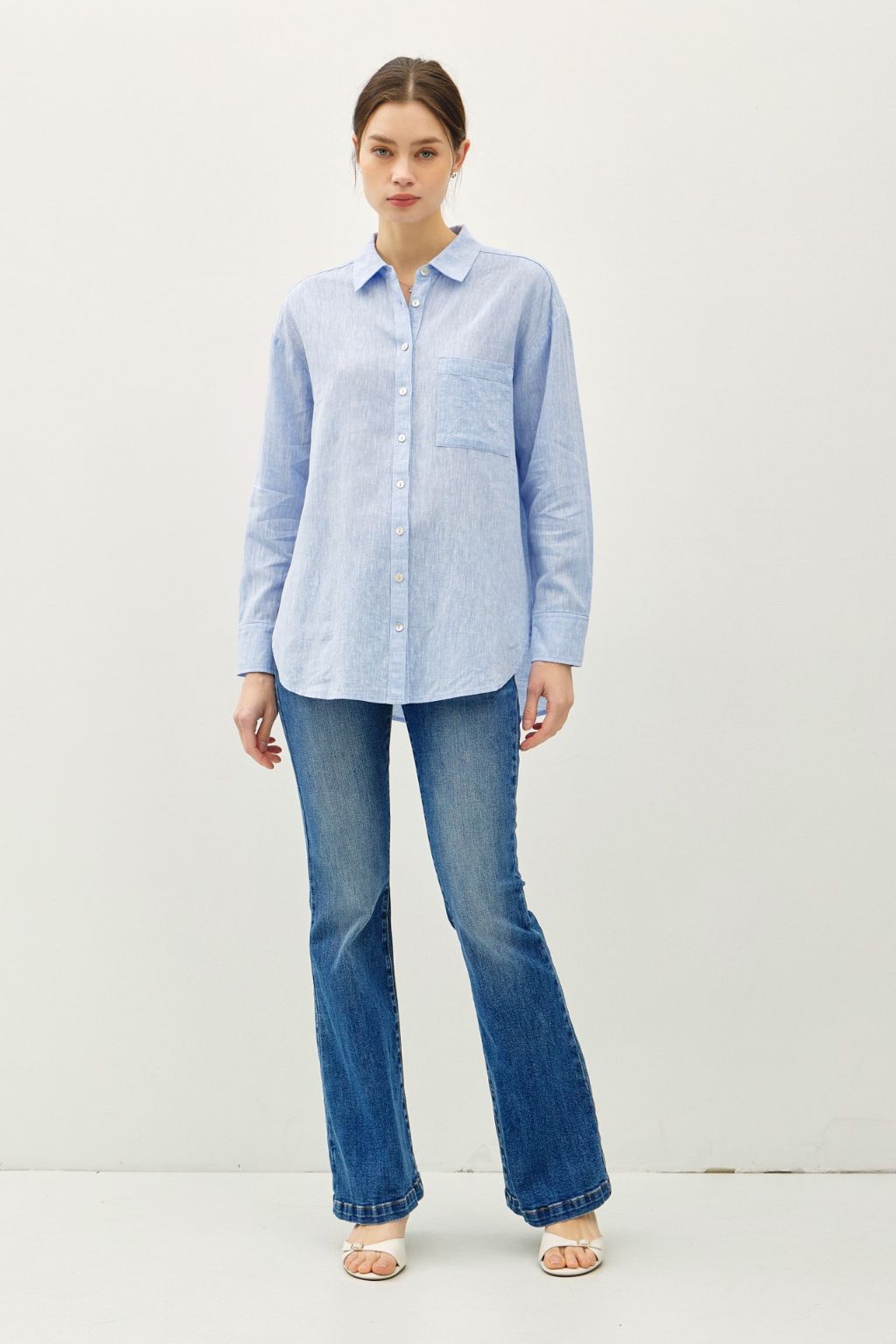 Road G - Long Sleeve Linen Button Front Shirt